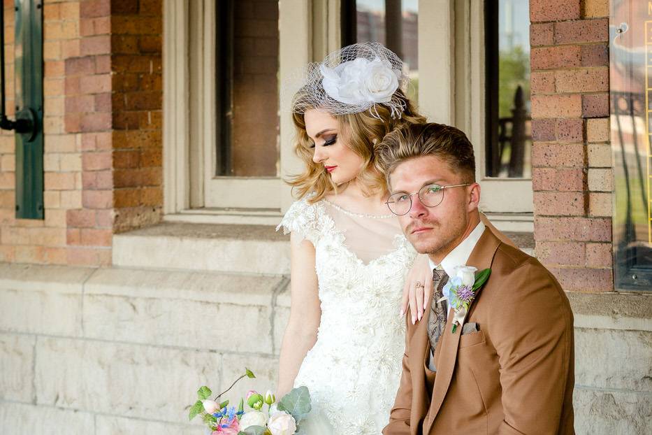 Vintage bride and groom