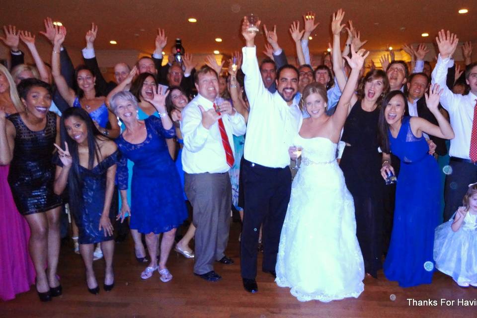 Bride performing with band