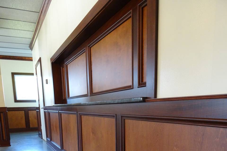 Stained wood wainscoting