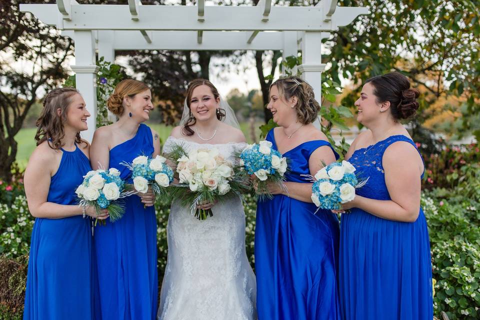 Bride and her bridesmaids