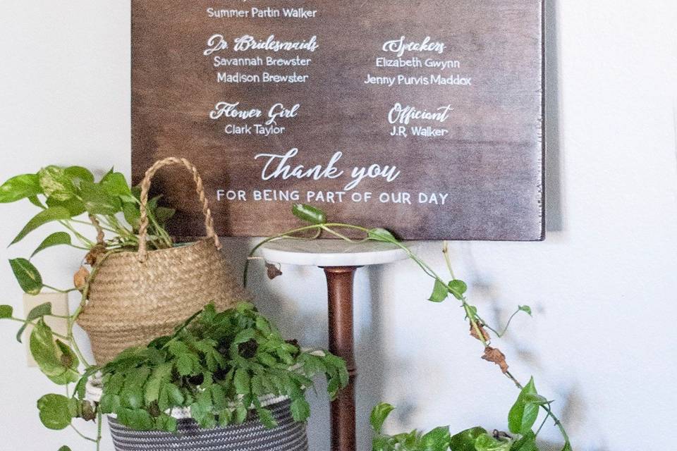 Wedding Party sign