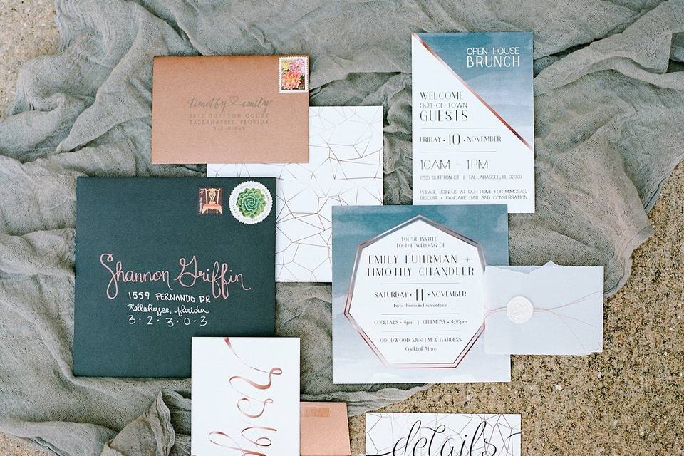 Boho Copper invitations