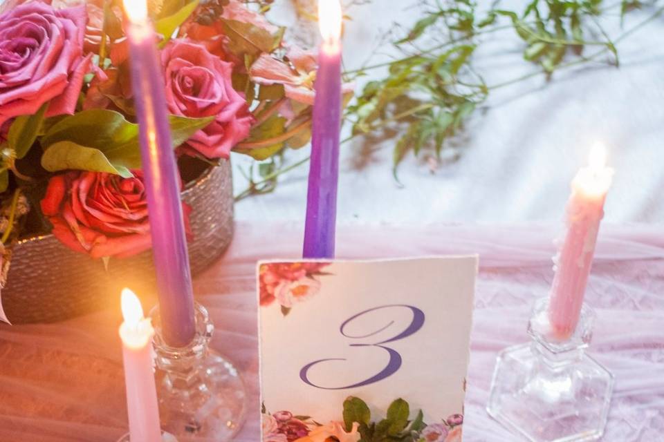 Name card, table number, menu