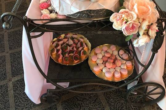 Pink and gold dessert cart