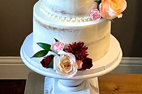 Fresh floral tiered cake