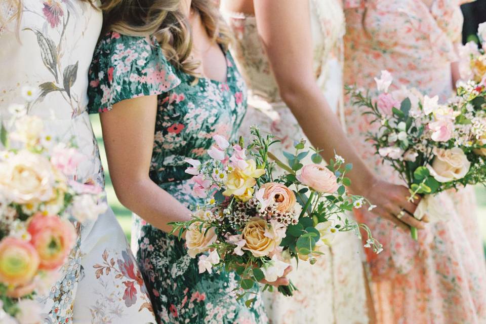 Mismatched floral bridesmaids