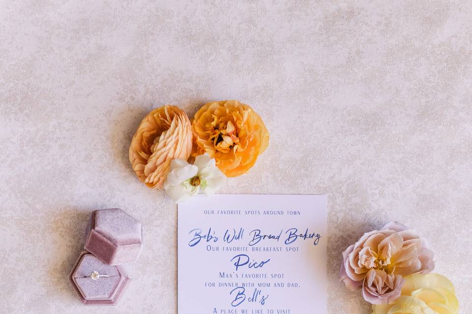 Watercolor stationery details