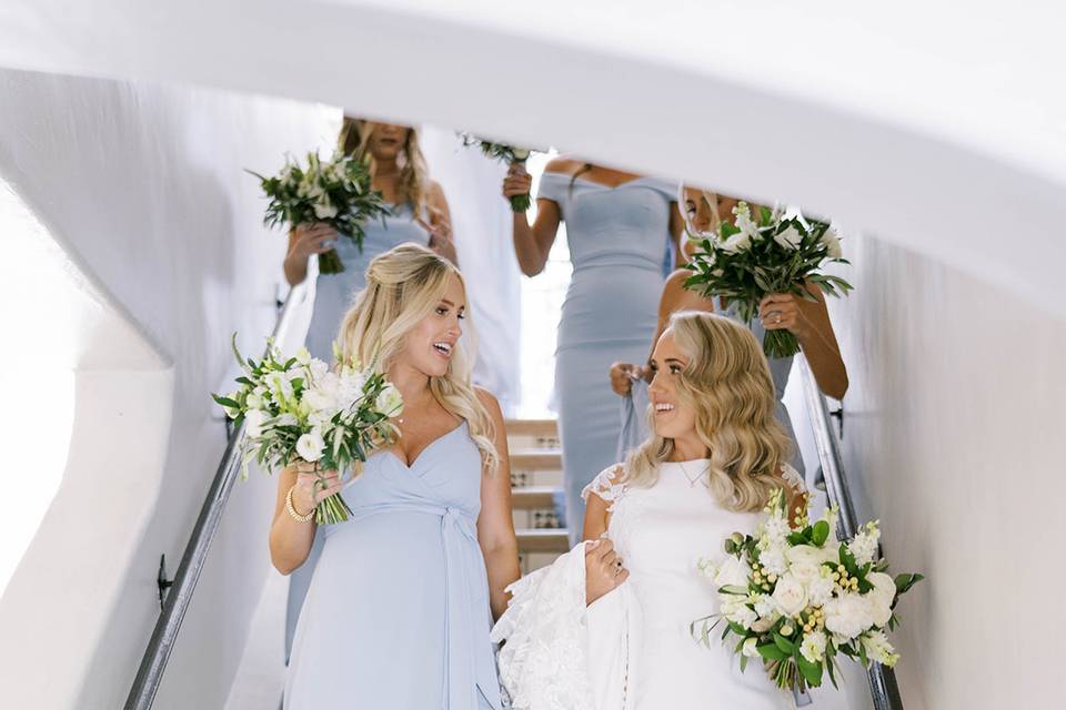 Bridal party in blue