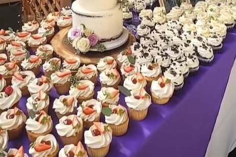 Wedding cake & cupcake table