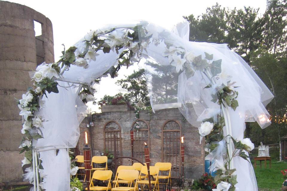 Wedding arch and seating area