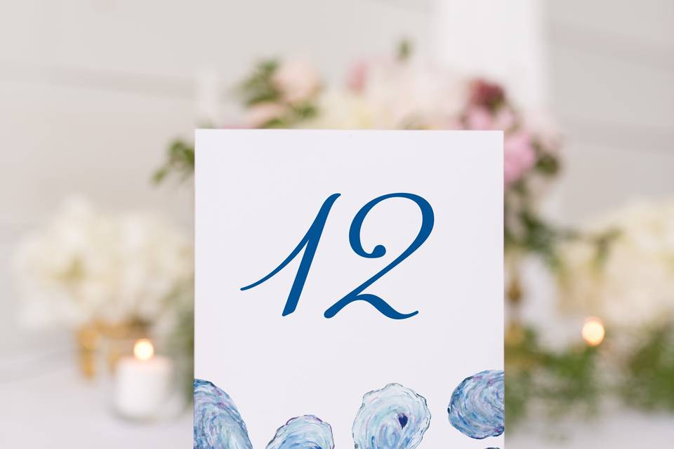 Oyster Shell Table Number