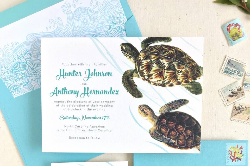 Sea Turtle Wedding Invitation