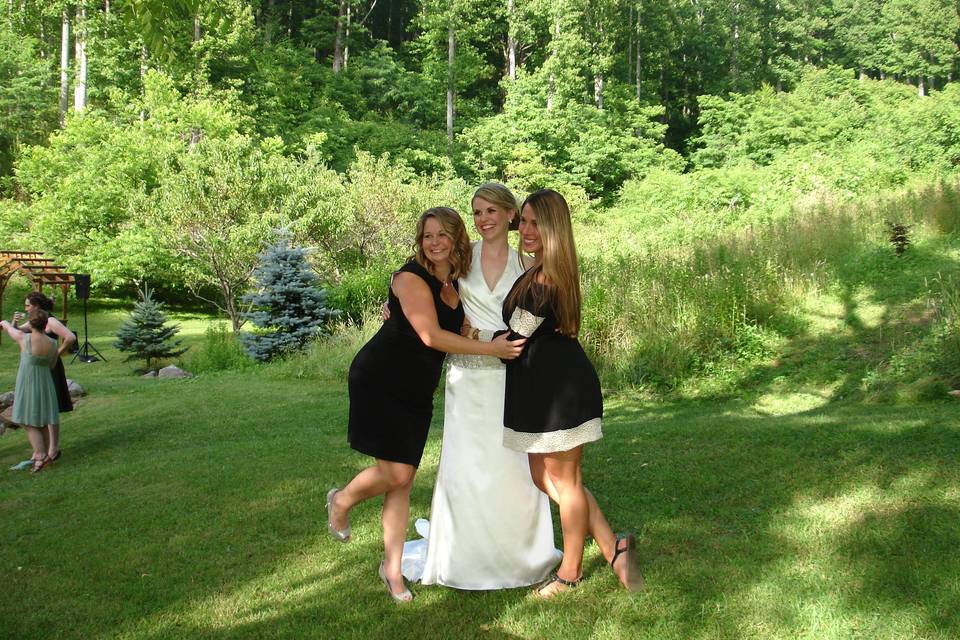 Bride and the bridesmaids having fun
