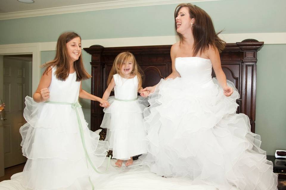 Bride and her bridal attendants