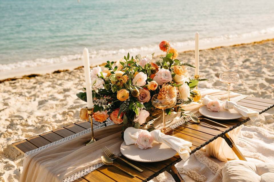 Coral and Pink Tablescape