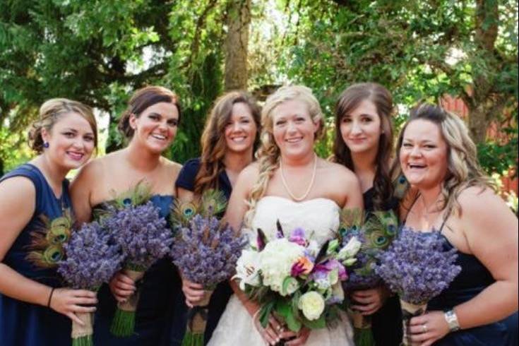 Bride and bridesmaids