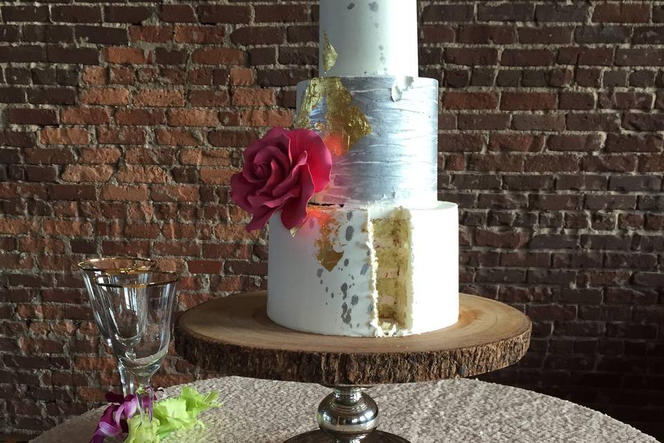 Multiple layered wedding cake