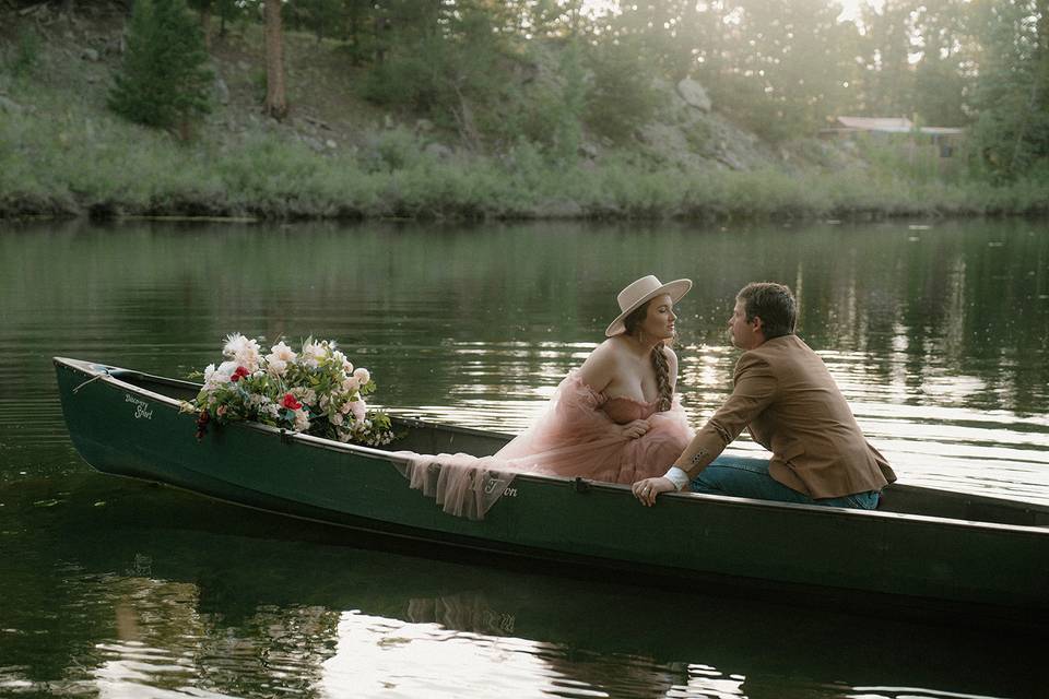 Couple Photos in Canoe