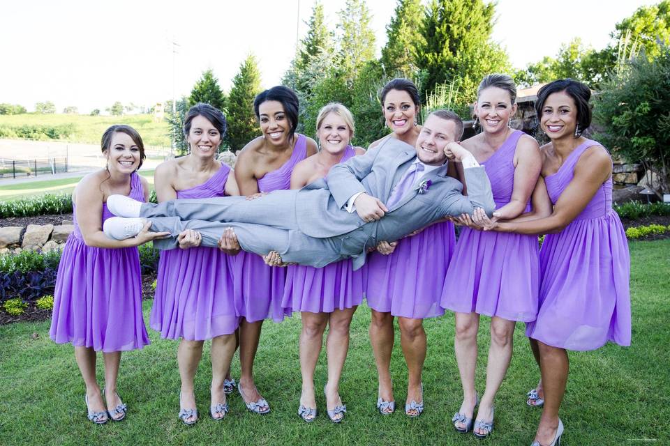 Groom with the bridesmaids