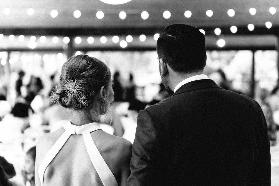 Couple watches the reception