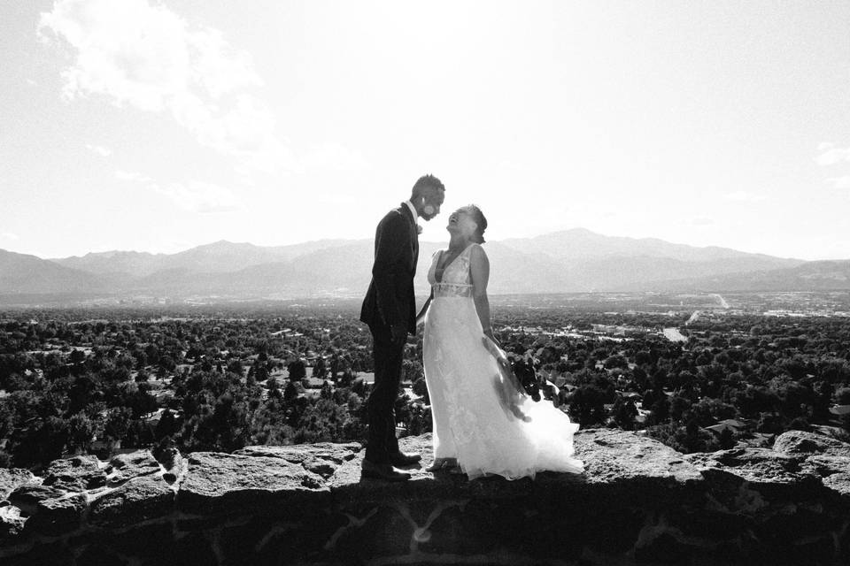 Couple portrait with mountains