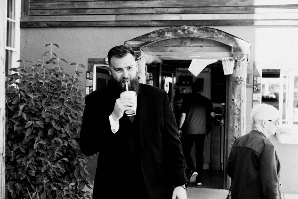 Groom with milkshake