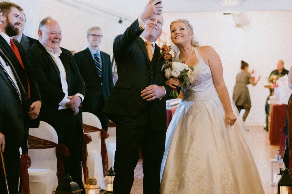 Bride and father selfie