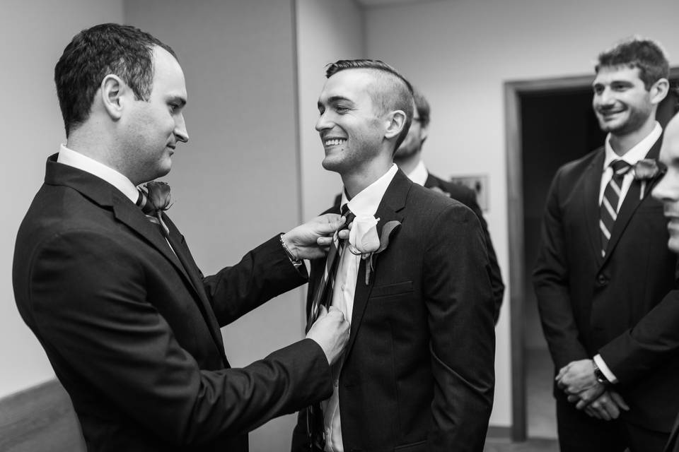 Groom getting ready