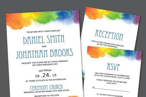 Rainbow gay wedding invites