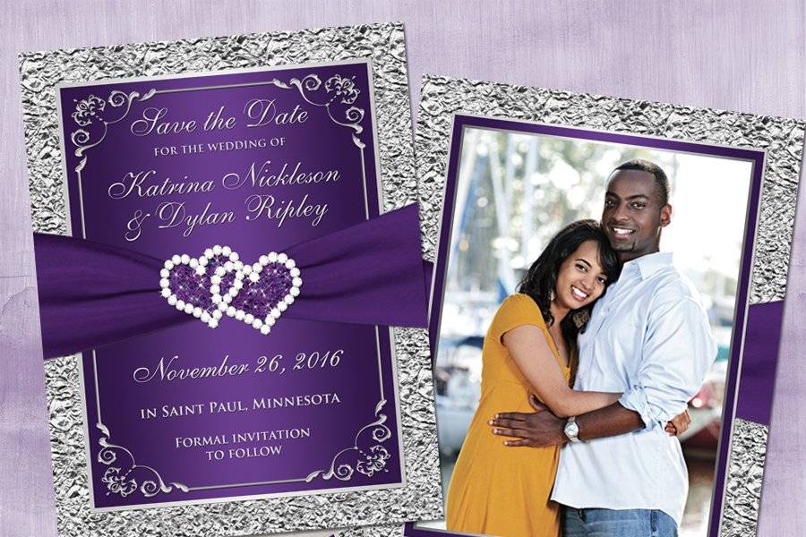 Purple, Silver Save the Date