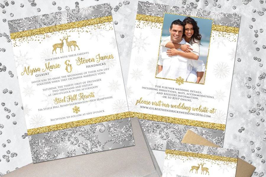 Silver and Gold Glitter Damask