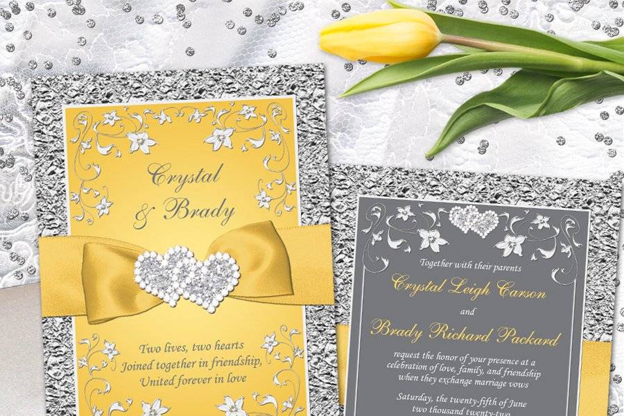 Yellow, Gray, Silver Floral