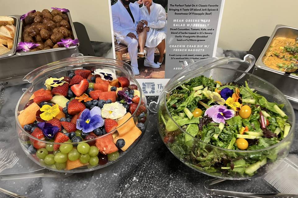 Salad and fruit