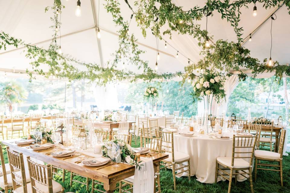 Lush tented reception
