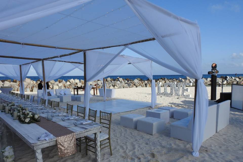 Beach reception tent