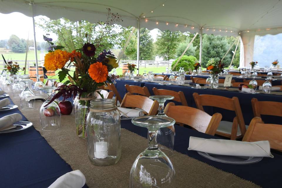 Tented farm reception