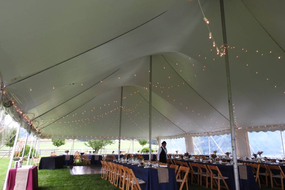 Pole tent for farm wedding