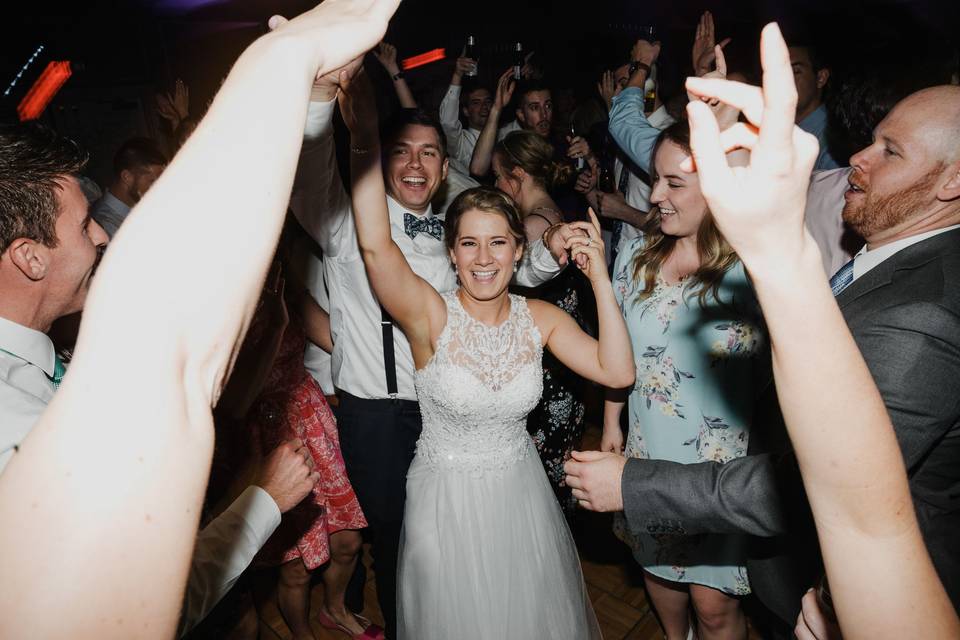 The bride dancing