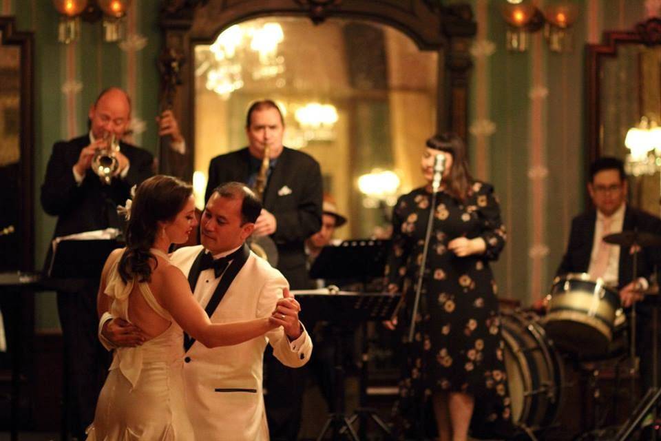 White Dinner Jacket & my band!