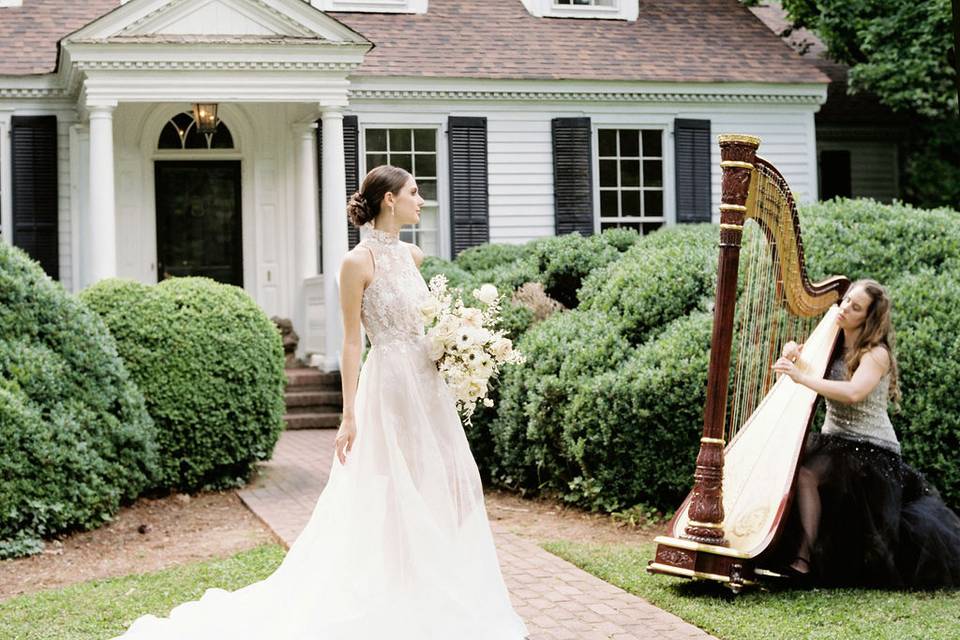 Bride and Harpist