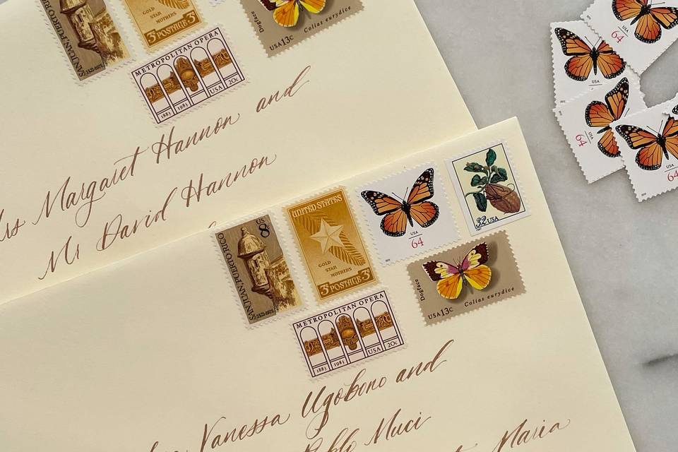Bronze & gold vintage stamps
