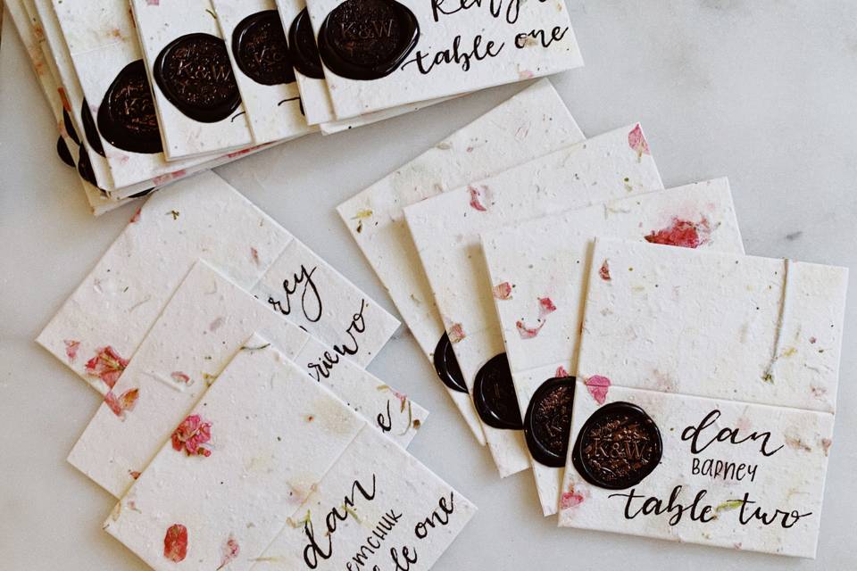 Seeded paper name cards