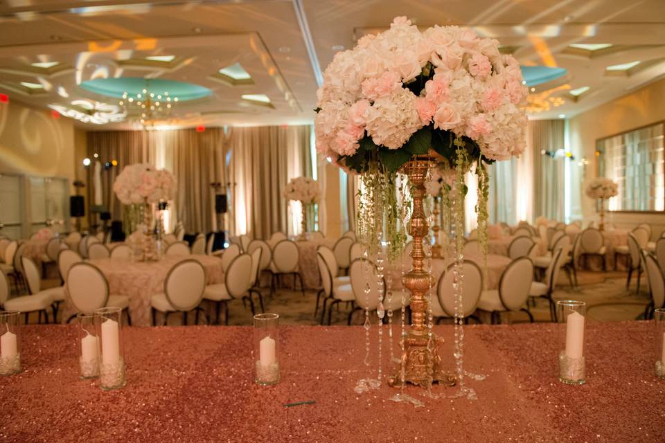 The Incanto Ballroom set for a beautiful wedding reception
