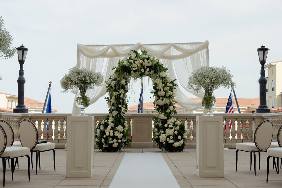 Outdoor ceremony featuring our beautiful Cielo Terrace with a breathtaking view of the area