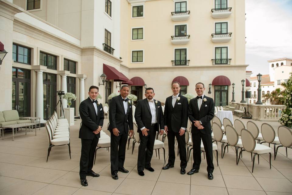 Groomsmen getting ready for the ceremony