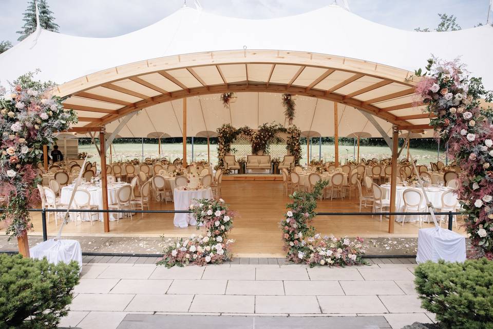 Outdoor estate tent wedding
