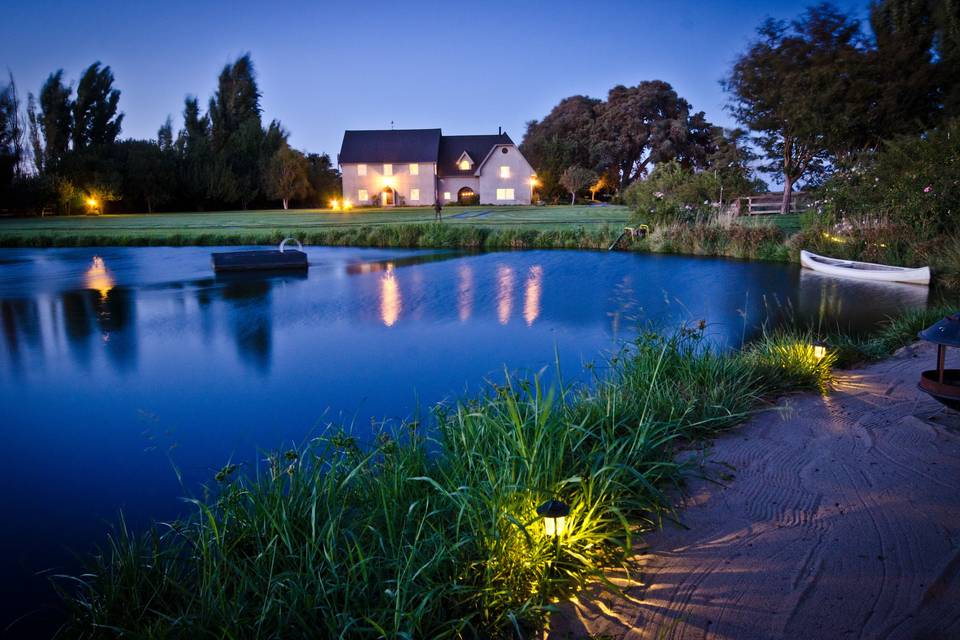 View from the pond at nighttime