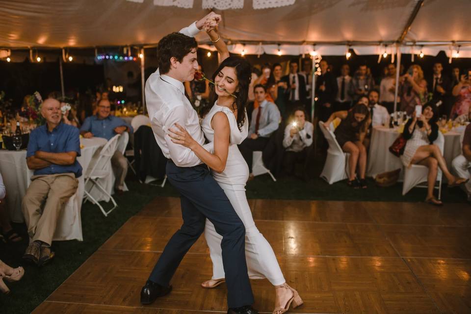 Groom and bride dancing