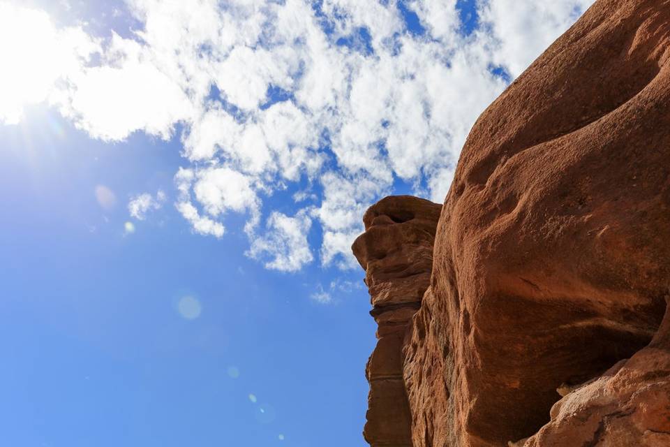 Red rocks framing