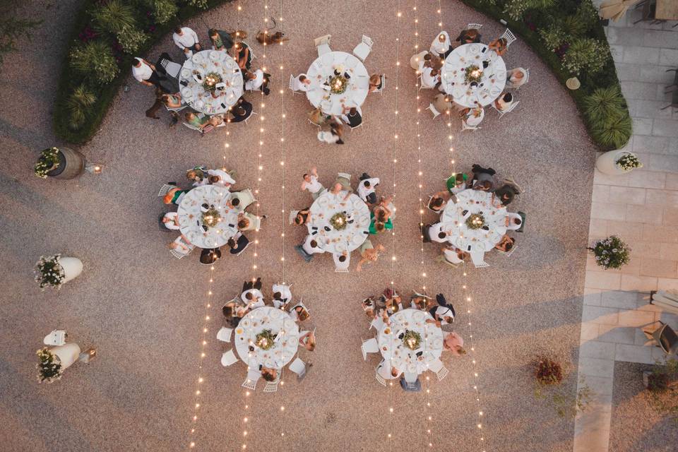 Aerial view dinner terrace